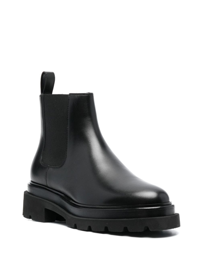 Shop Santoni Round-toe Leather Boots In Black