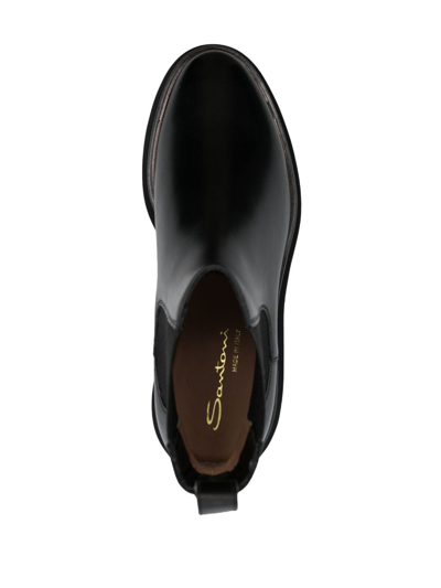 Shop Santoni Round-toe Leather Boots In Black