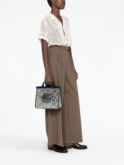 Shop Etro Small Love Trotter Jacquard Tote Bag In Neutrals