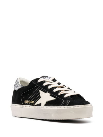 Golden Goose Hi Star Suede Sneakers With Glittered Star And Heel Tab Shoes In Black