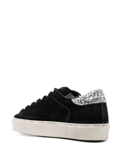 Golden Goose Hi Star Suede Sneakers With Glittered Star And Heel Tab Shoes In Black