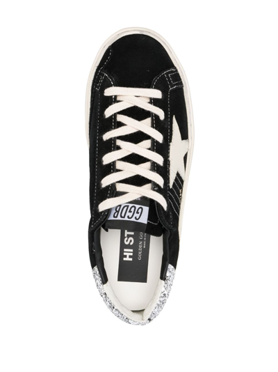 Golden Goose Hi Star Suede Sneakers With Glittered Star And Heel Tab Shoes In Black