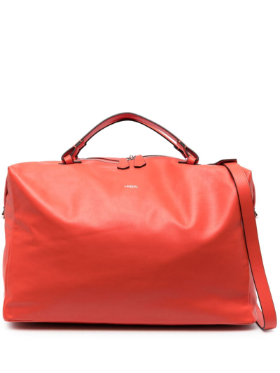 Shop Lancel Logo-print Leather Luggage Bag In Red