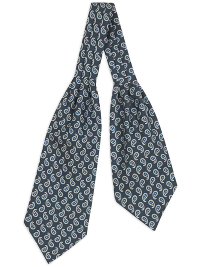 Shop Etro Paisley-print Silk Ascot Tie In Blue