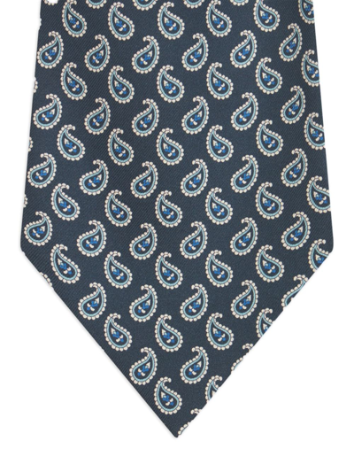 Shop Etro Paisley-print Silk Ascot Tie In Blue