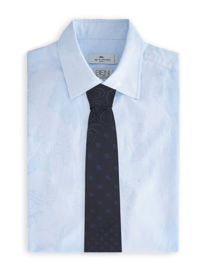 Shop Etro Paisley-print Silk Tie In Blue