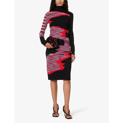 Shop Missoni Women's Space Dyed Red Space Dye High-wait Wool Midi Skirt