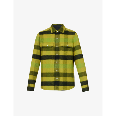 Shop Rick Owens Men's Acid Plaid Checked Relaxed-fit Wool Overshirt