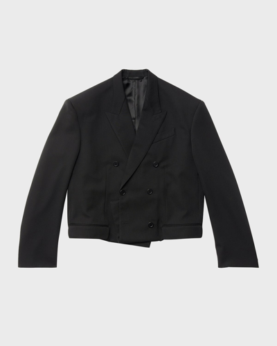 Shop Balenciaga Folded Tailored Jacket In 1000 Black