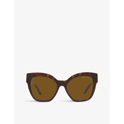 Shop Prada Women's Brown Pr 17zs Square-frame Acetate Sunglasses