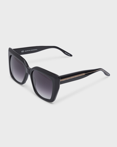 Shop Barton Perreira Devine Square Acetate & Titanium Sunglasses In Devine Black Crys