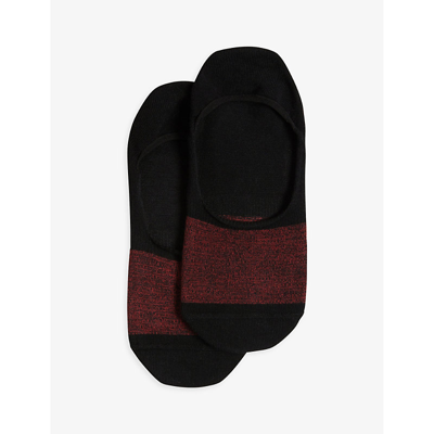Shop Ted Baker Men's Black Nosock Colour-blocked Invisible Stretch-cotton Blend Socks