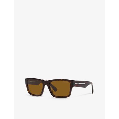 Prada Womens Brown Pr 25zs Rectangle-frame Tortoiseshell Acetate Sunglasses In Brown