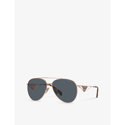Prada Womens Gold Pr 73zs Pilot-frame Metal Sunglasses In Gold