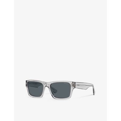 Prada Womens Grey Pr 25zs Rectangle-frame Transparent Acetate Sunglasses In Grey