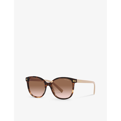 Shop Prada Women's Brown Pr 22zs Square-frame Tortoiseshell Acetate Sunglasses