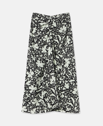 Shop Stella Mccartney Forest Floral Print Silk Skirt In Black Multicolour