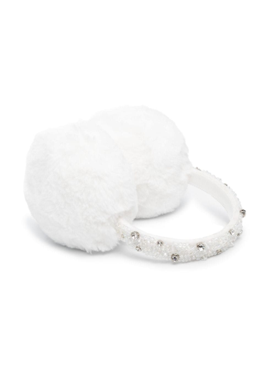 Shop Monnalisa Crystal-embellished Ear Muffs In White