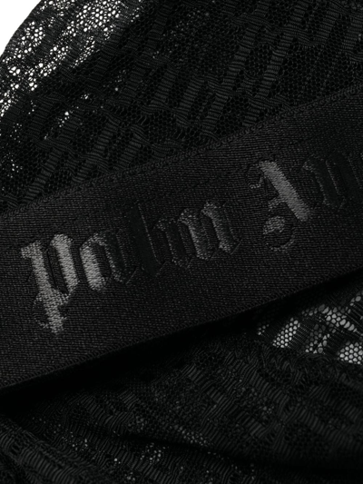 Shop Palm Angels Logo-print Sheer Tulle Bra In Black