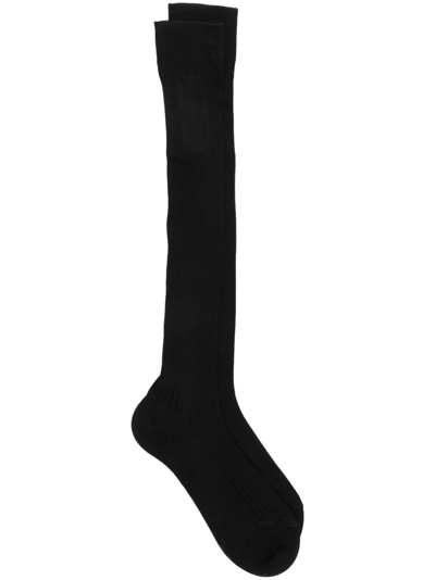 Miu Miu Ribbed Knee-length Socks In Black