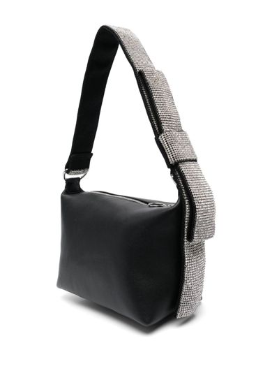 Kara Black Nappa Leather Shoulder Bag In Blackwhite
