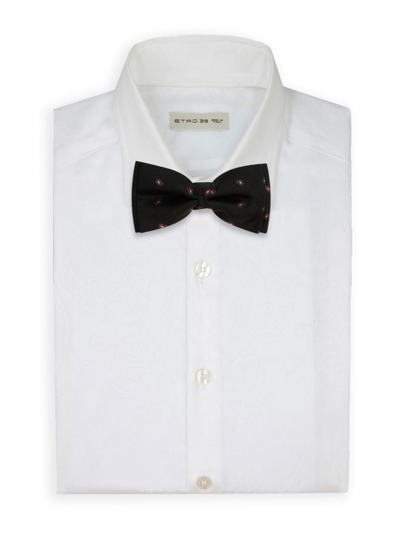 Shop Etro Paisley-print Silk Bow Tie In Black