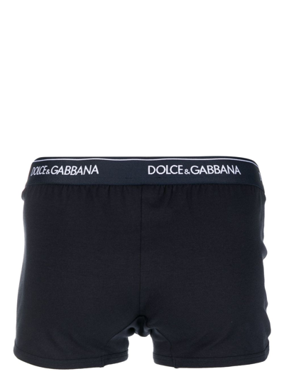 Shop Dolce & Gabbana Logo-waist Cotton Boxer Briefs (set Of Two) In Blue