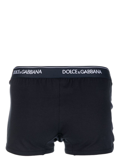 Dolce & Gabbana Set Of 2 Logo Cotton Blend Boxer Briefs In Blue