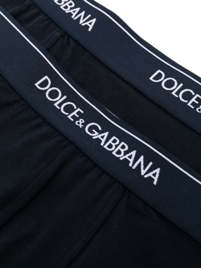 Shop Dolce & Gabbana Logo-waist Cotton Boxer Briefs (set Of Two) In Blue