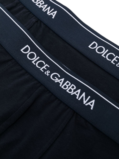 Dolce & Gabbana Set Of 2 Logo Cotton Blend Boxer Briefs In Blue