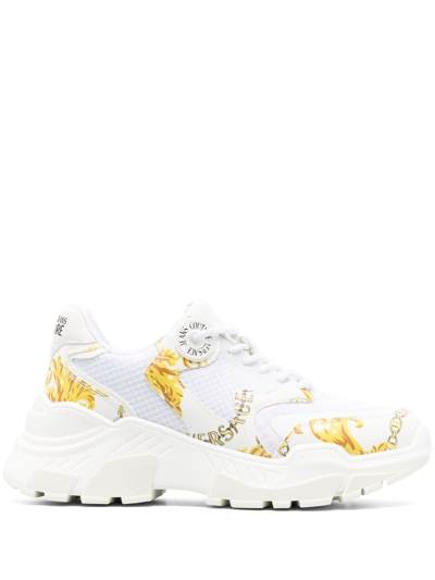 Shop Versace Jeans Couture Speedtrack Chain Couture Sneakers In White