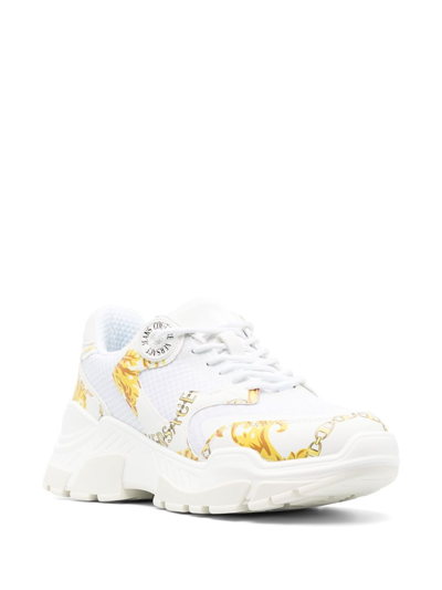 Shop Versace Jeans Couture Speedtrack Chain Couture Sneakers In White