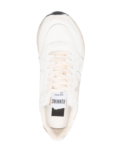 Shop Golden Goose Logo-print Leather Sneakers In White