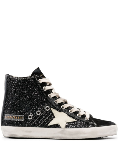 Shop Golden Goose Francy Glitter-detailing Sneakers In Black