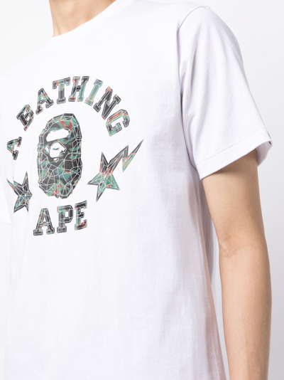 Shop A Bathing Ape Logo-print Cotton T-shirt In White