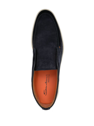 Santoni Suede Desert Boot In Blue