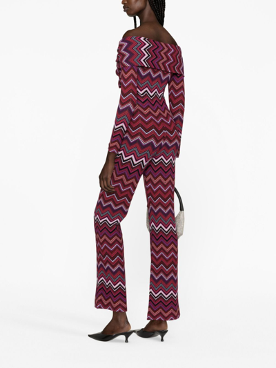 Missoni Zig-zag Off-shoulder Jumpsuit In Purple