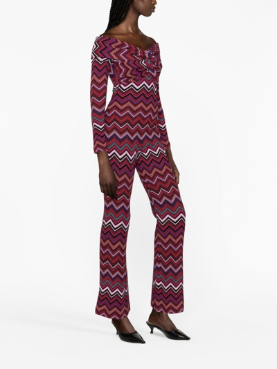 Shop Missoni Zigzag Woven Knitted Jumpsuit In Purple