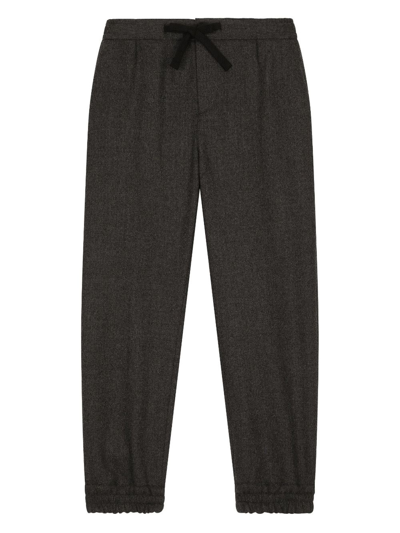 Shop Dolce & Gabbana Logo-plaque Flannel Track Pants In Black