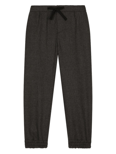 Dolce & Gabbana Logo-plaque Flannel Track Pants In Black