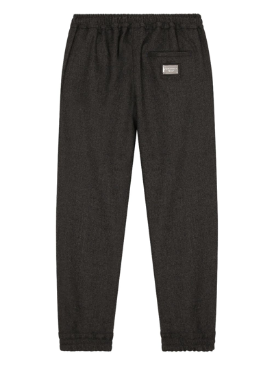 Dolce & Gabbana Logo-plaque Flannel Track Pants In Black