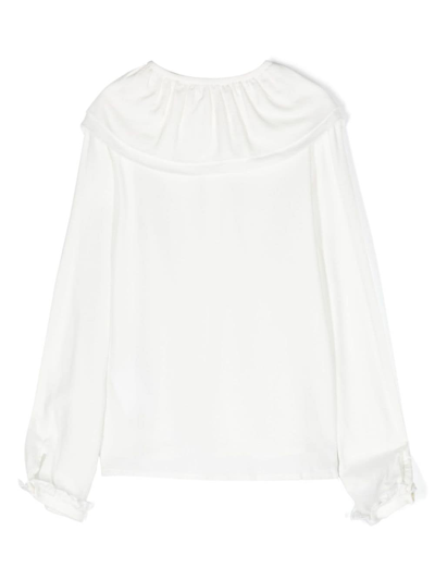 Monnalisa Heart-charm Bib-collar Shirt In White