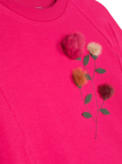 Shop Il Gufo Floral-appliqué Cotton Dress In Pink