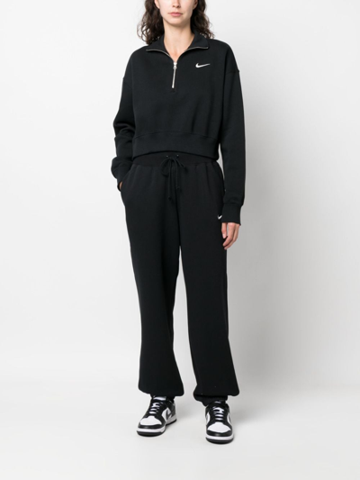 Shop Nike Phoenix Cropped Zip-up Sweatshirt In Black