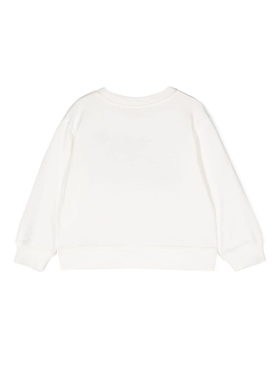 Shop Monnalisa Pink Panther-embroidered Cotton Sweatshirt In White