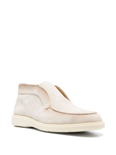 Santoni Tonal-stitching Leather Boots In Neutrals