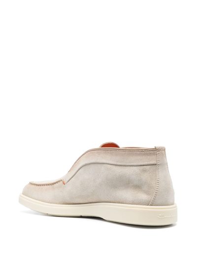 Santoni Tonal-stitching Leather Boots In Neutrals