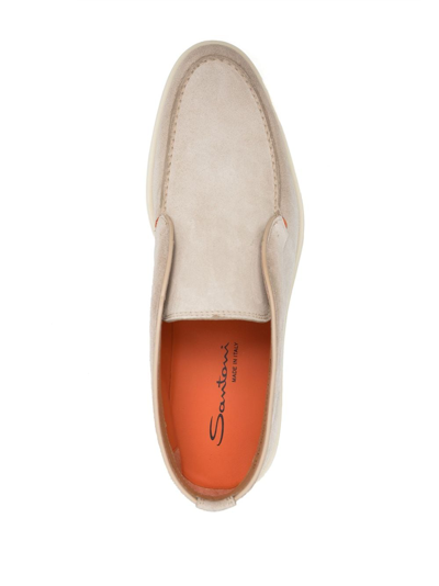 Santoni Tonal-stitching Leather Boots In Neutrals