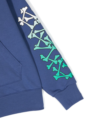 Shop Amiri Bones-print Cotton Hoodie In Blue