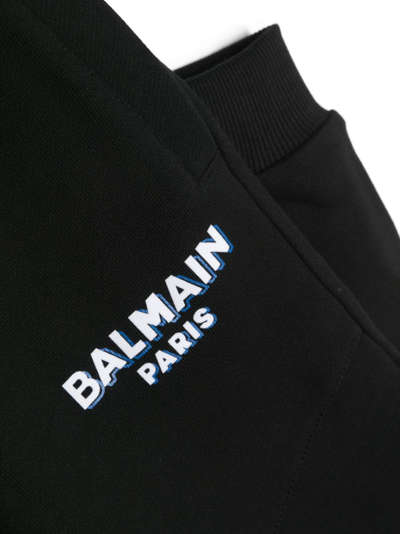 Shop Balmain Logo-print Cotton Track Pants In Black